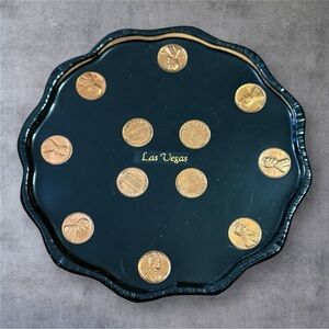 Vintage Las Vegas Souvenir Tray/Trinket Dish with Embedded US Pennies